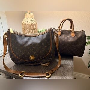 Louis Vuitton Brown Monogram TULUM bag & Speedy 35 Bag